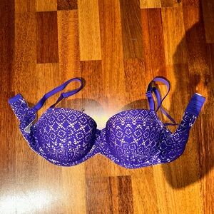 Lace Underwire Push Up Bra in Purple
